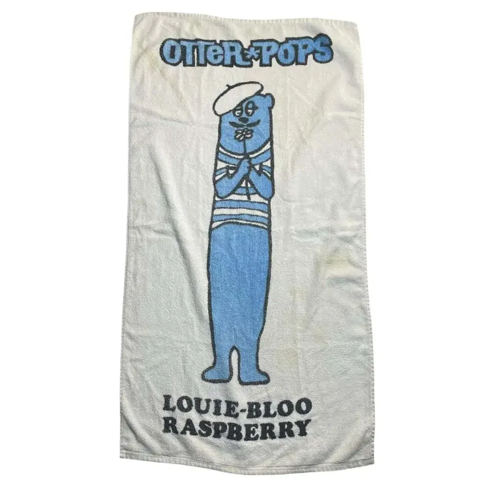 Vintage Otter Pops Louie-Bloo Raspberry Beach Towel USA Made Cartoon Graphic